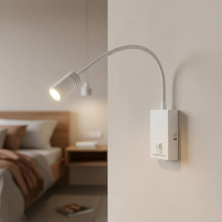 3W LED Bedside Wall Reading Light with Flexible Gooseneck Arm & On/Off Switch - Image 1