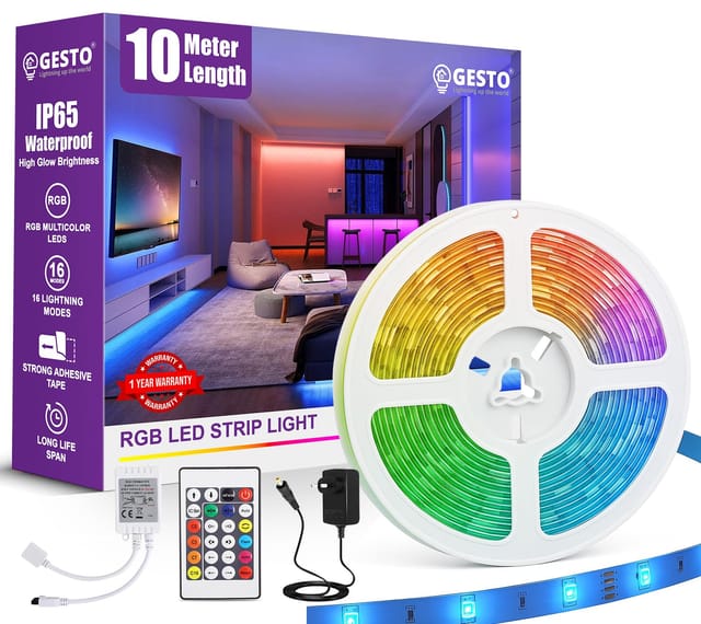 Gesto 10 Meter RGB LED Strip Light with Adaptor product image from Amazon.in