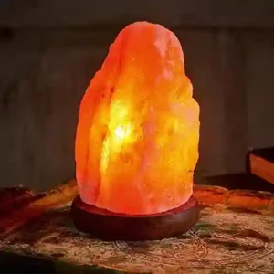 Collectible India Natural Himalayan Rock Salt Lamp - Air Purifier with Wooden Base