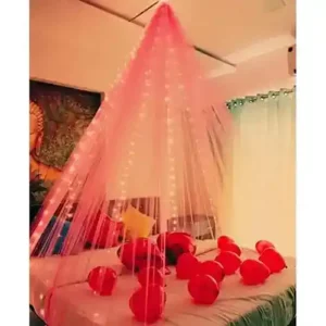 Hemito 6 Pc Tent Romantic Decoration Set with LED Light and Backdrop Curtain