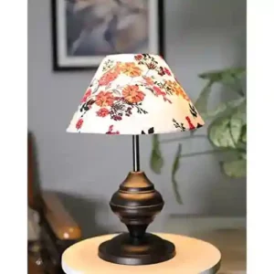 Homesake Black Metal Table Lamp with Multicolored Cotton Shade