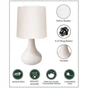 Homesake Modern Small Ceramic Table Lamp in White